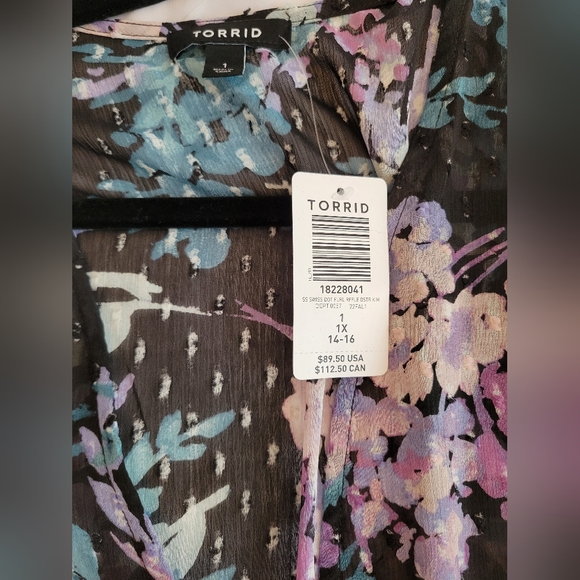 NWT Torrid Floral Kimono Size 1 - Picture 3 of 8